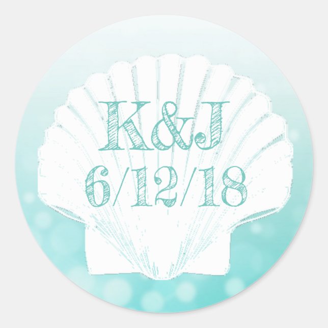 Stickers Mariage de bord de mer turquoise et blanc (Devant)
