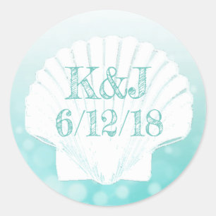Stickers Mariage de bord de mer turquoise et blanc