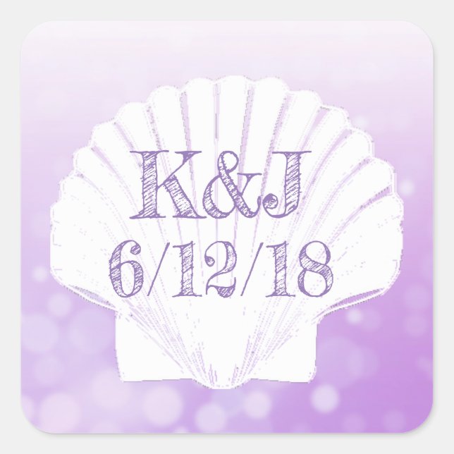 Stickers Mariage de bord de mer violet et blanc (Devant)