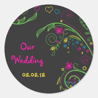Stickers Mariage de Doodle Neon Floral