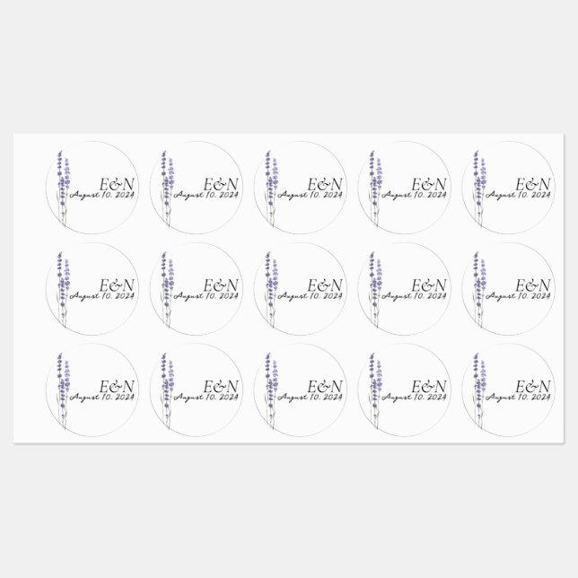 Stickers Mariage de Lavande Français Simple Delica (Feuille)