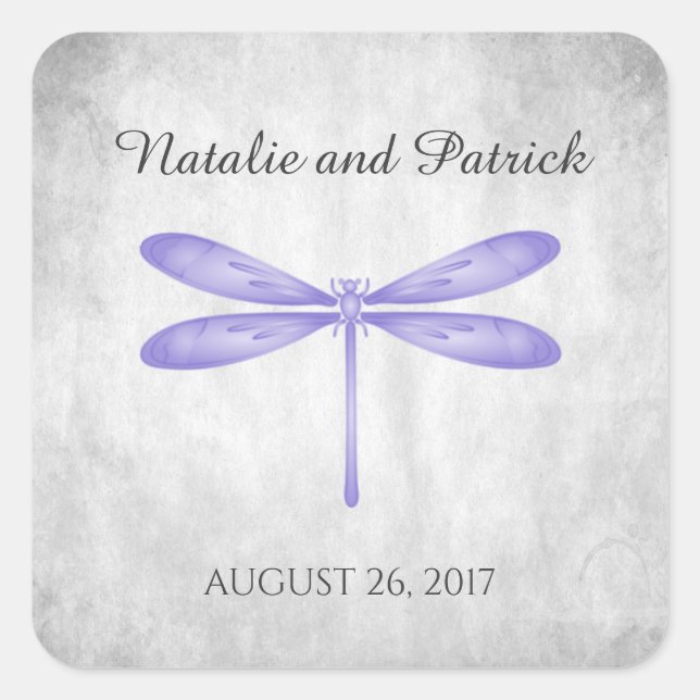 Stickers Mariage de libellules violets (Devant)