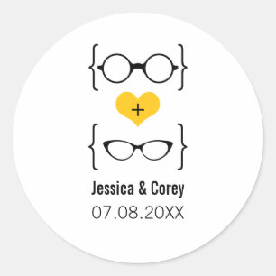 Stickers Mariage de lunettes Geeky Jaune