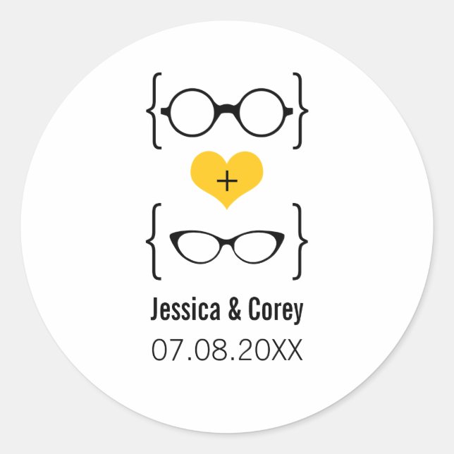 Stickers Mariage de lunettes Geeky Jaune (Devant)