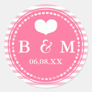 Stickers Mariage de monogramme rose chaud
