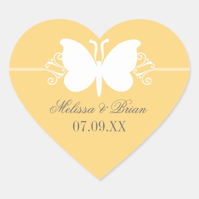 Stickers Mariage de papillon jaune (Devant)