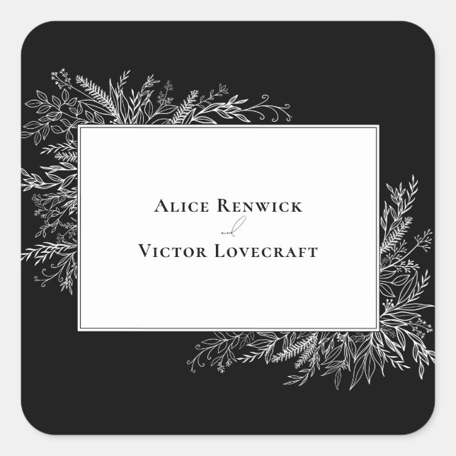 Stickers Mariage de verdure noir et blanc (Devant)