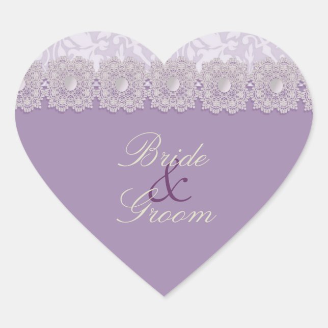 Stickers mariage dentelle et perles lavande (Devant)