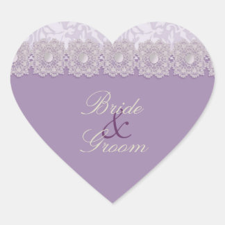 Stickers mariage dentelle et perles lavande