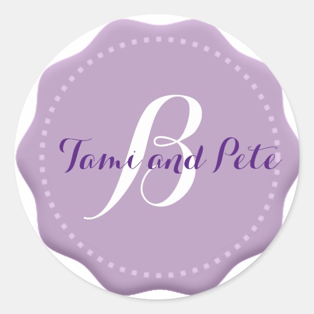 Stickers Mariage d'enveloppe de monogramme Lilac (Devant)