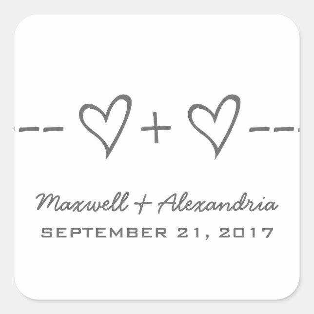 Stickers Mariage d'équation de coeur gris (Devant)