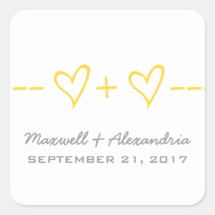Stickers Mariage d'équation de coeur jaune