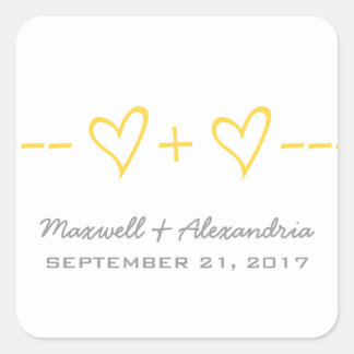 Stickers Mariage d'équation de coeur jaune
