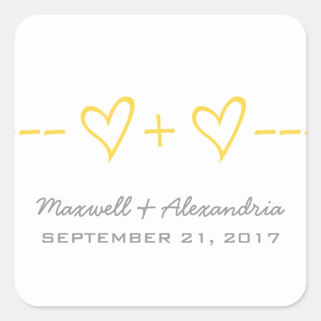 Stickers Mariage d'équation de coeur jaune (Devant)