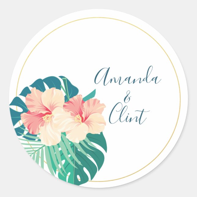Stickers Mariage d'Hibiscus hawaïen élégant (Devant)