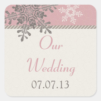 Stickers Mariage d'hiver Pink Ivory Snowflake