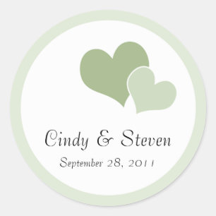 Stickers Mariage Double Coeur - Vert