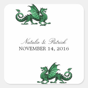 Stickers mariage dragon vert