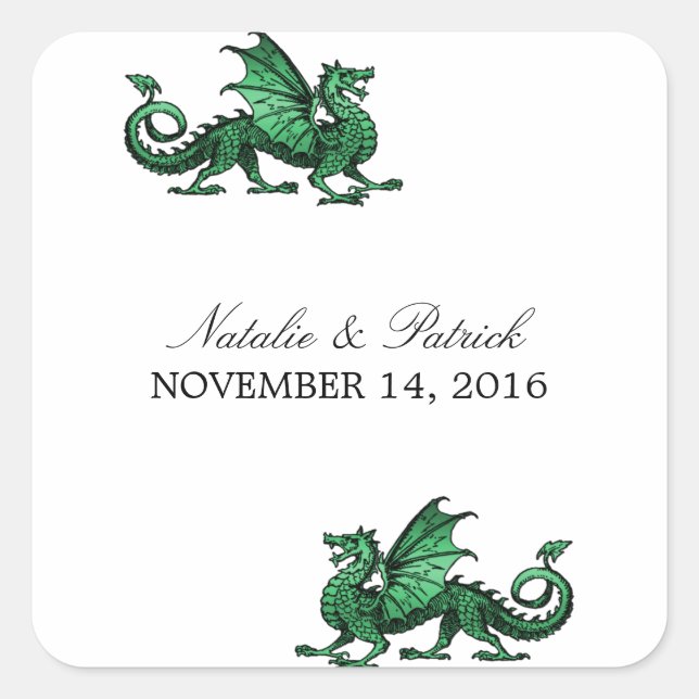 Stickers mariage dragon vert (Devant)