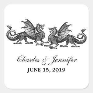 Stickers Mariage Dragons Élégants Argent