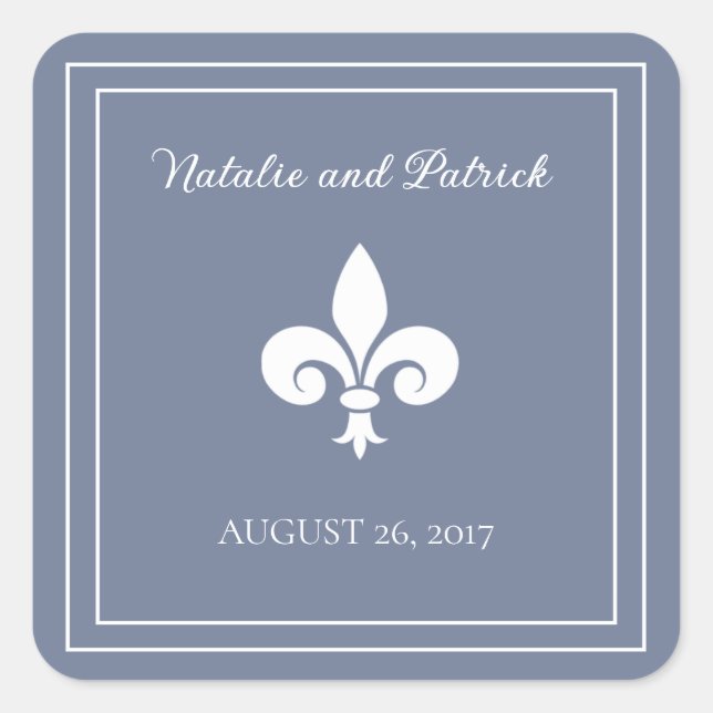 Stickers Mariage Dusty Blue Fleur de Lis (Devant)
