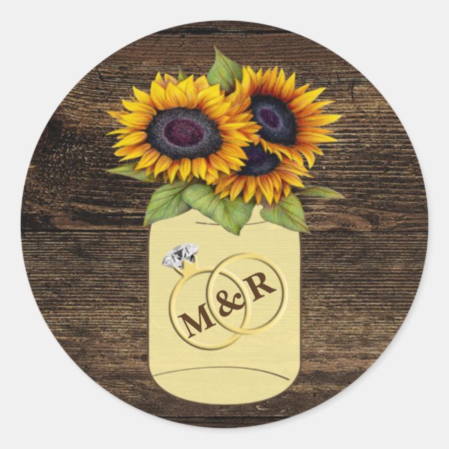 Stickers Mariage en bois rustique en jar de tourne (Devant)