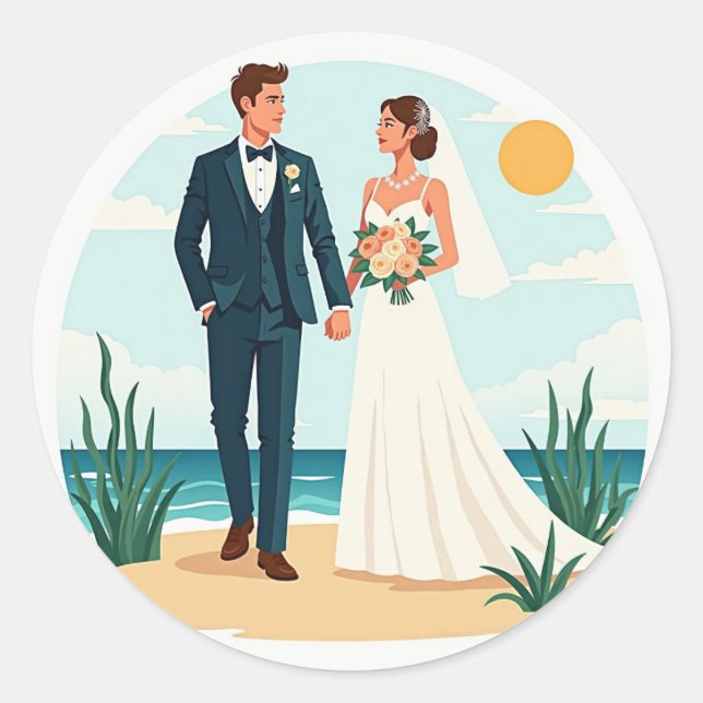 Stickers Mariage en bord de mer (Devant)