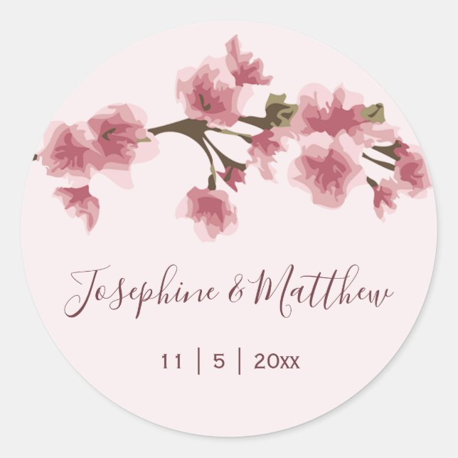 Stickers Mariage en fleurs de cerisier rose (Devant)