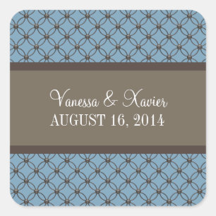 Stickers Mariage en treillis bleu fantaisie
