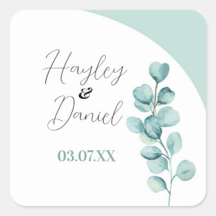 Stickers Mariage Eucalyptus Monnaie Feuille Étique