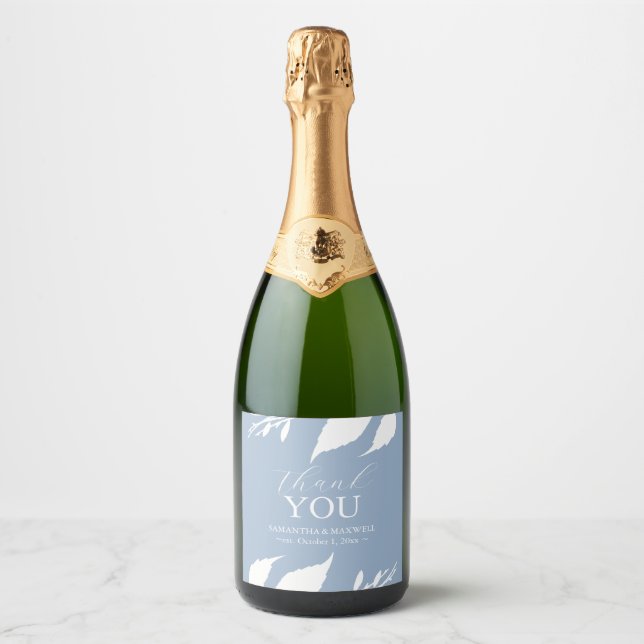 Stickers Mariage Feuille Champagne Dusty Blue (Devant)