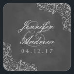 Stickers Mariage Filigree Chalkboard élégant<br><div class="desc">Cette collection de mariages à la fois tendance et intemporelle présente un arrière - plan en damier encadré dans un design délicat en filigrane. Ces autocollants correspondants sont l'accessoire parfait pour sceller votre enveloppe ou pour placer sur des sacs-cadeaux ou des faveurs pour vos invités.</div>