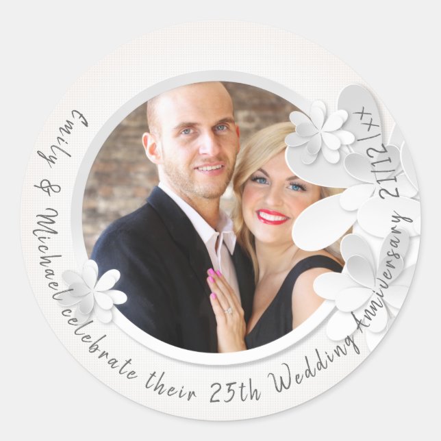 Stickers Mariage - Fleur Blanche Moderne (Devant)