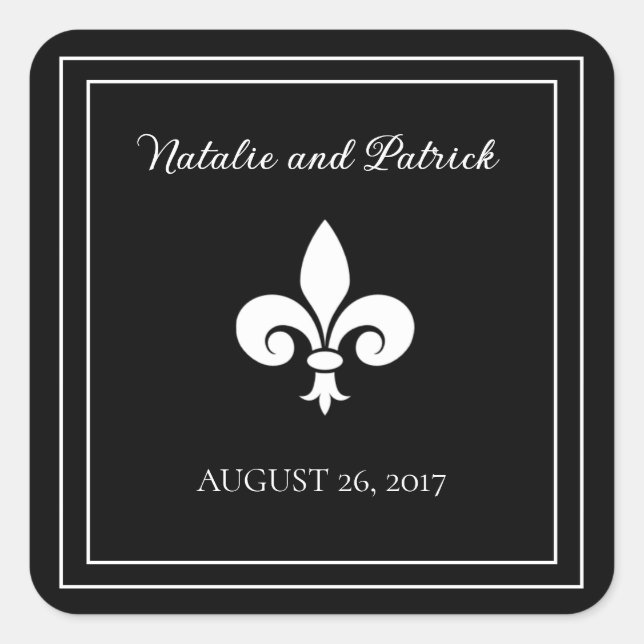Stickers Mariage Fleur de Lis Noir (Devant)