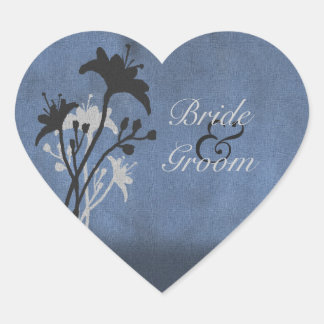 Stickers mariage Fleur sauvage bleu Grunge