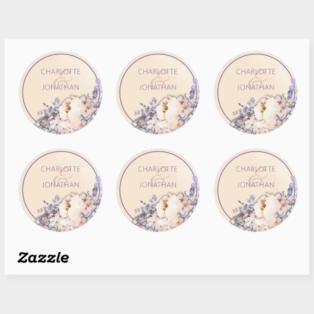 Stickers Mariage Floral Coloré Peach (Feuille)