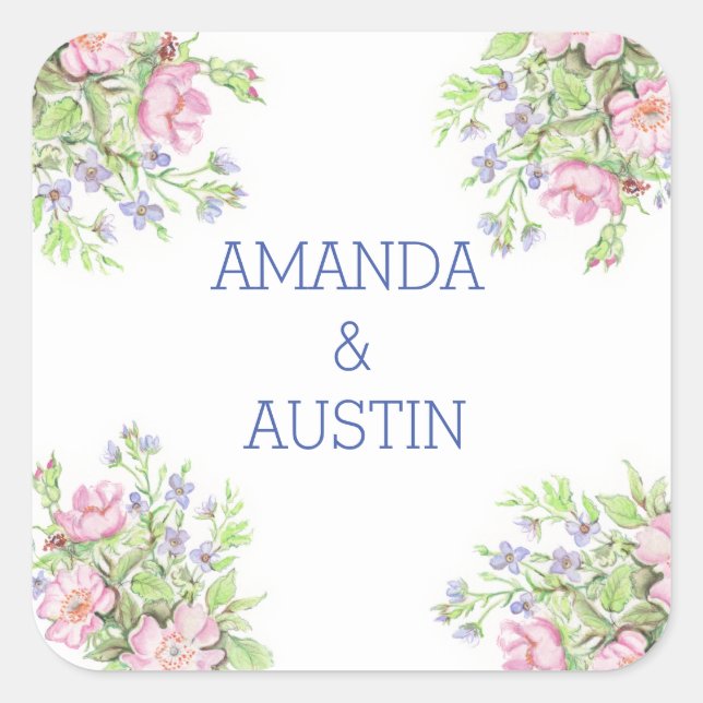 Stickers Mariage Floral & Étiquettes (Devant)