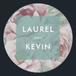Stickers Mariage Floral Jardin Anglais | Jade<br><div class="desc">Elégants stickers de pivoine aquarelle dans les tons pâles et muets de rose roux, sauge et vert jade sont une façon chic de finir vos invitations de mariage, faveurs et plus encore. Le design présente vos noms en blanc au-dessus d'une simple couverture en vert jade pour un look moderne. Coordonnées...</div>