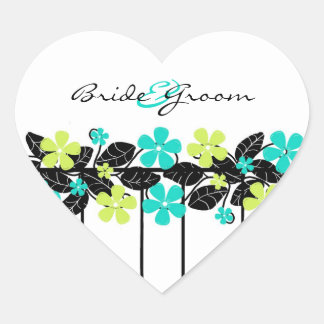 Stickers Mariage Floral Lime et Turqouise