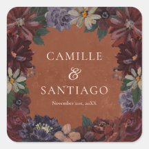 Stickers Mariage Floral Moody Terracotta