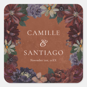 Stickers Mariage Floral Moody Terracotta