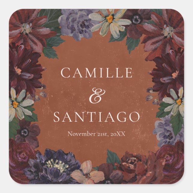 Stickers Mariage Floral Moody Terracotta (Devant)