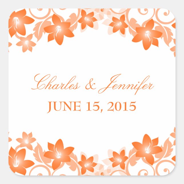 Stickers Mariage Floral Orange Simple (Devant)