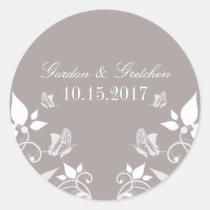 Stickers Mariage Floral Papillon d'ivoire