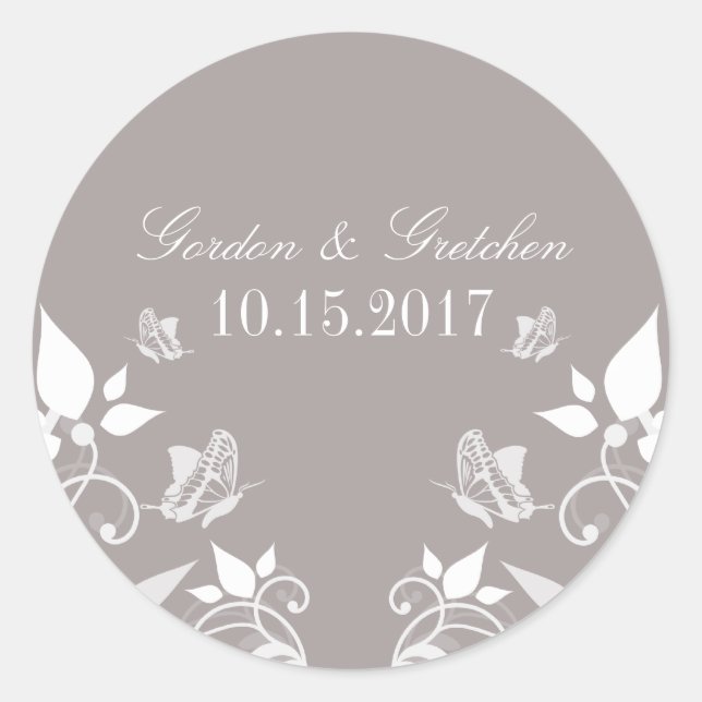 Stickers Mariage Floral Papillon d'ivoire (Devant)