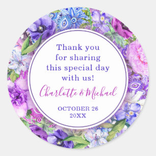 Stickers Mariage Floral Purple Paisley