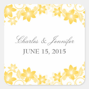 Stickers Mariage floral simple Jaune