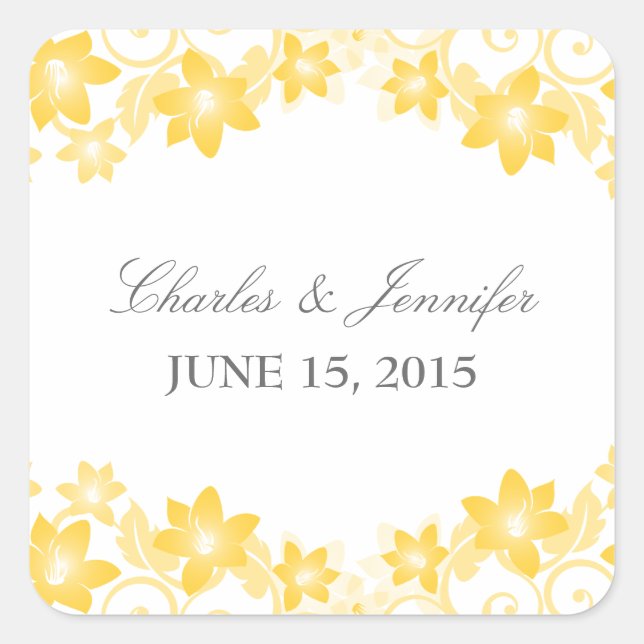 Stickers Mariage floral simple Jaune (Devant)