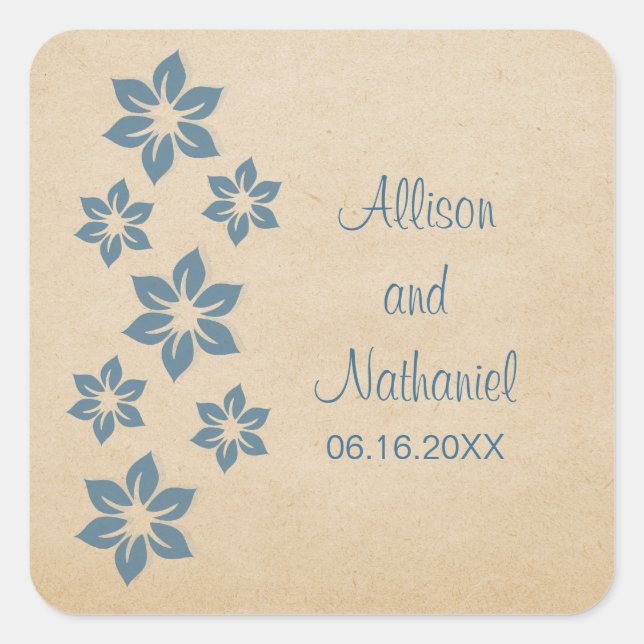 Stickers Mariage Floral Tropical bleu (Devant)