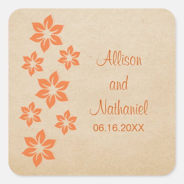 Stickers Mariage Floral Tropical Orange (Devant)
